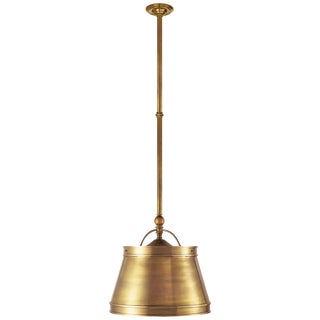 Chapman & Myers for Visual Comfort Signature Sloane Single Shop Light in Antique-Burnished Brass with Antique-Burnished Brass Shade For Sale