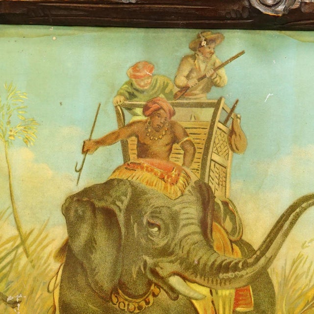 Antique Oil Print With Dramatic Tiger Hunting Scene in India 19th Century For Sale - Image 4 of 9