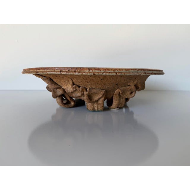 1980s Thomas Reece Organic Speckled Studio Pottery Sculptural Plate For Sale - Image 9 of 12