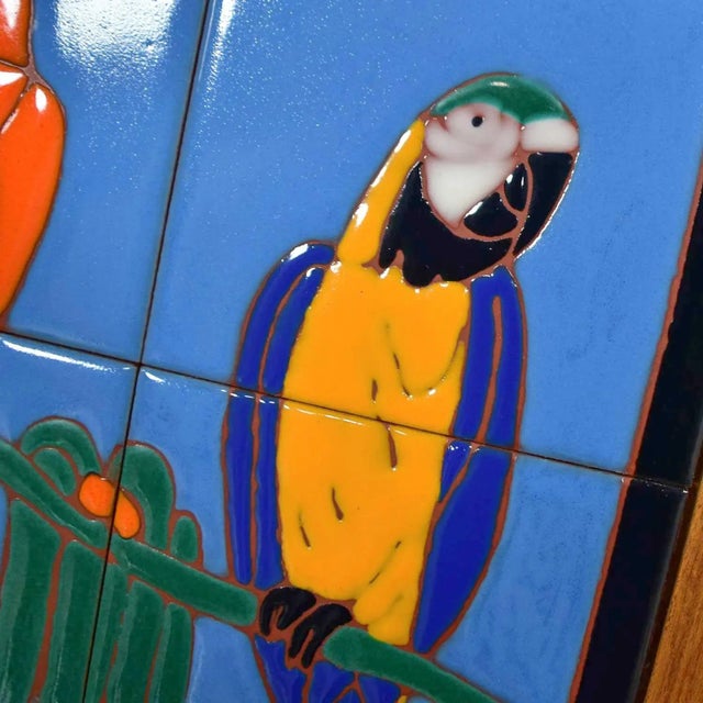 Late 20th Century Catalina Style Parrot Ceramic Tile Plaque by Christopher Reutinger for Catalina Picture Tile For Sale - Image 11 of 12