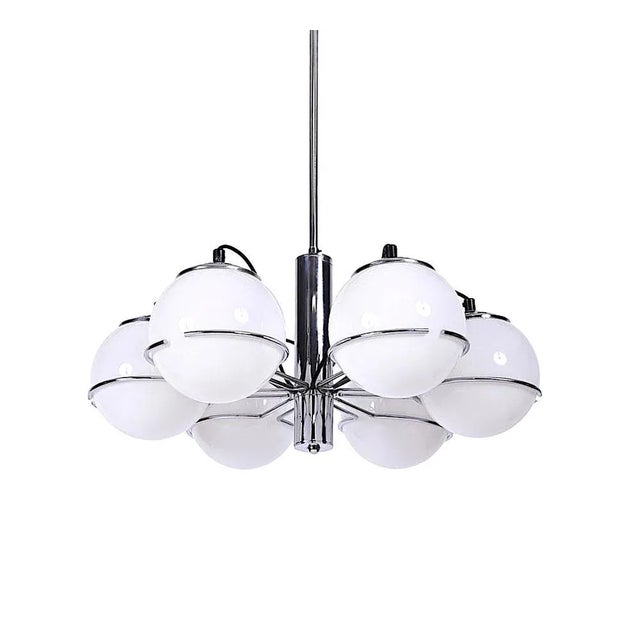 Vintage Opaline Glass Pendant Lamp by Targetti Sankey, Italy, 1970s For Sale - Image 4 of 9