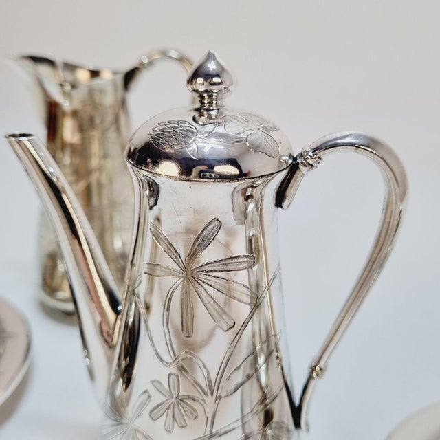 Art Nouveau Alpaca Silver Coffee Service, 1890s, Set of 7 For Sale - Image 4 of 18