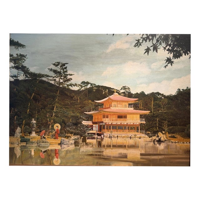 H. Jung, Kinkaku-ji (Golden Pavilion), Oil Painting on Canvas For Sale