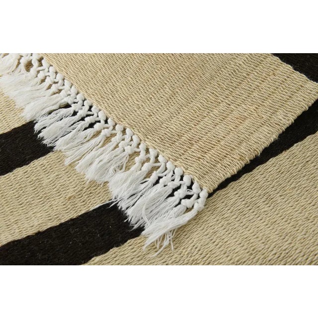 Textile Beige Striped Hemp Runner Rug For Sale - Image 7 of 14