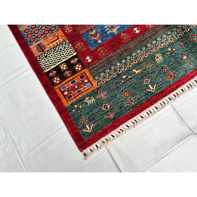 2000 - 2009 Multicolor Afghan Khorjin Hand-Knotted Wool Rug - 8'0" X 5'9" For Sale - Image 5 of 14