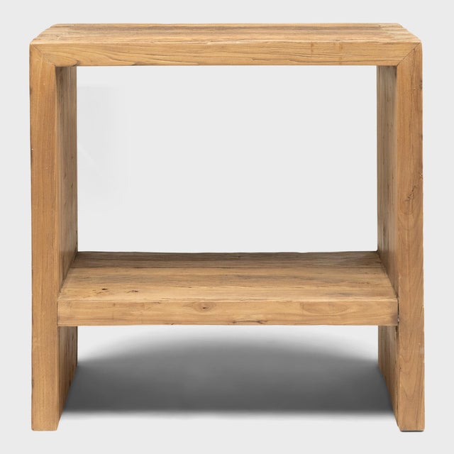 This artisan-crafted side table is a celebration of wabi-sabi style. Crafted of thick elmwood timbers reclaimed from Qing-...