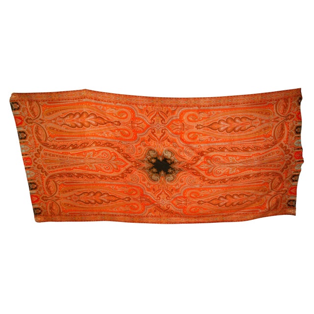 Mid 20th Century Handwoven Kashmir Paisley Blanket For Sale - Image 5 of 5