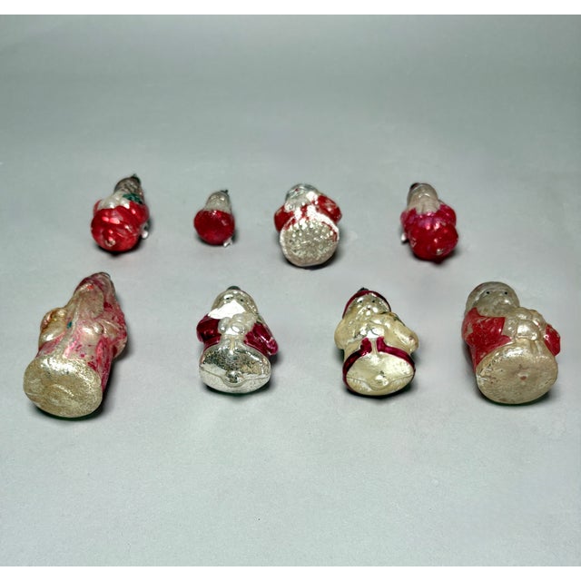 Collection of 8 Antique German Mercury Glass Santa Claus Christmas Ornaments, C. 1920–1940 For Sale - Image 15 of 18