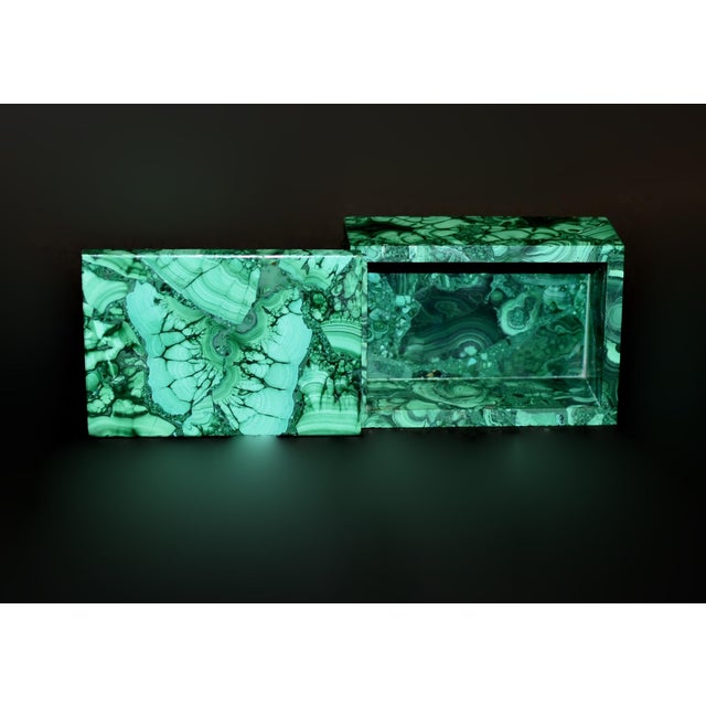 Malachite Box Natural Gemstone Butterfly For Sale - Image 4 of 16