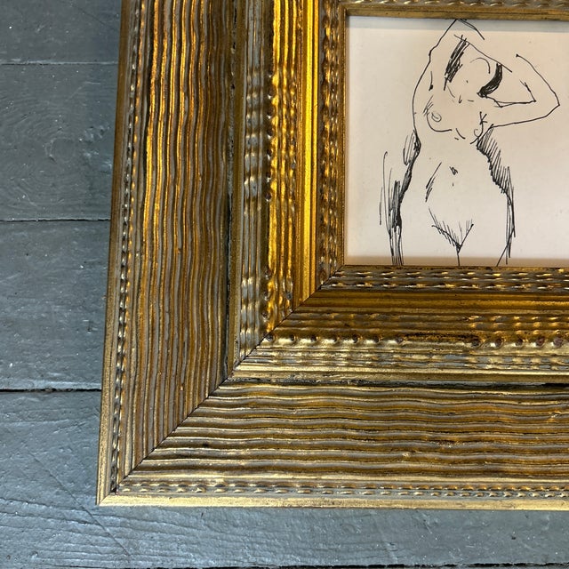 Abstract 1970’s Original Abstract Female Nude Pen and Ink Drawing For Sale - Image 3 of 6