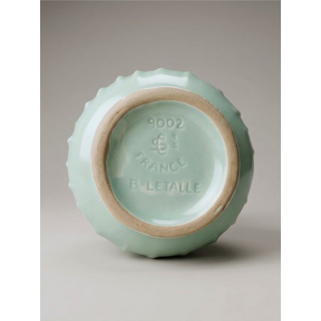 Green Iridescent Celadon Green Ceramic 9002 Vase by B. Letalle Saint-Clément, 1960s For Sale - Image 8 of 9