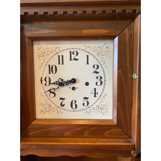 Unique vintage small grandfather clock. This clock has open shelves and single drawer and closed cabinet. It is a wind up...