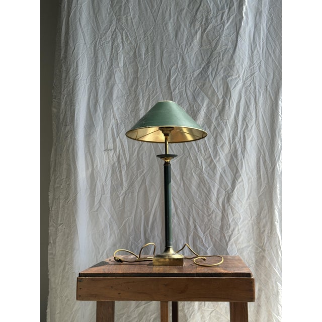 Vintage Green and Gold Table Lamp, 1980s For Sale - Image 9 of 14
