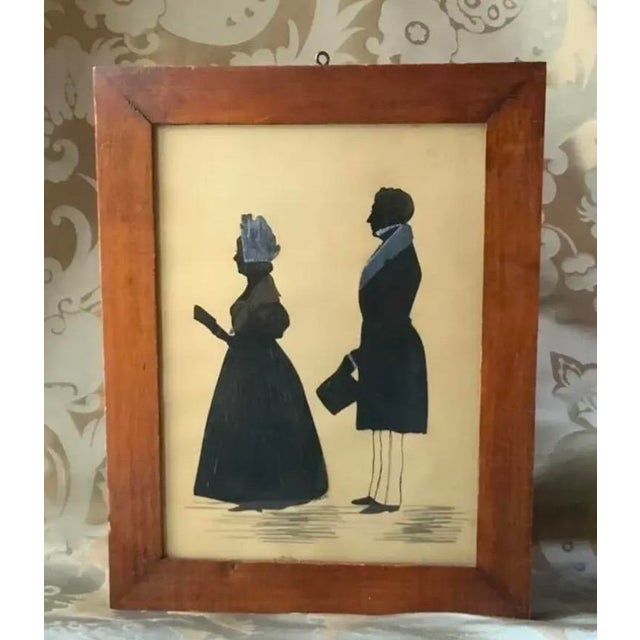 Antique 19th Century American Double Silhouette Portrait, Wood Frame For Sale - Image 11 of 11