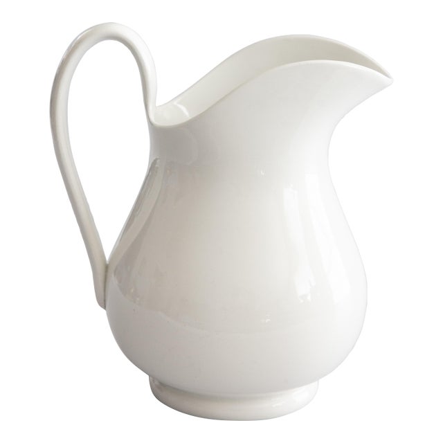 Antique Dutch White Ironstone Pitcher For Sale