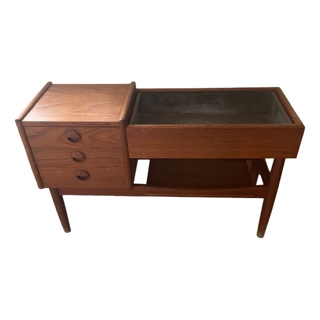 Vintage Teak Console Planter For Sale