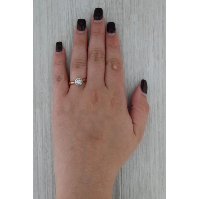 2010s 0.27ct Round Diamond Solitaire Ring 18k Yellow White Gold Size 8 For Sale - Image 5 of 8