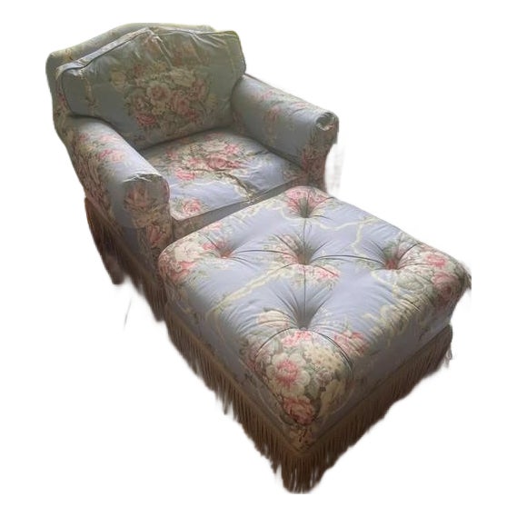 Ralph Lauren - Floral Chintz Armchair and Ottoman Set in Evelyn Fabric Style For Sale