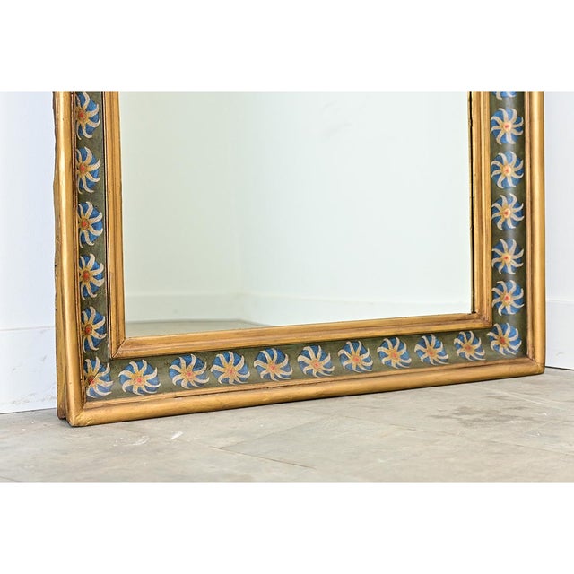 Wood French 19th Century Gilt & Painted Symmetrical Mirror For Sale - Image 7 of 10