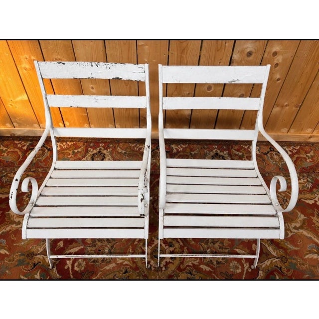 Antique Garden Armchair in Wrought Iron and Wood, 1800s For Sale - Image 6 of 6