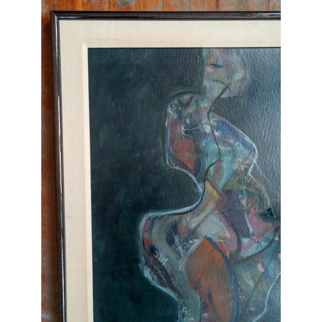 Mid-Century Modern Mid-Century Modern Abstract Figure Painting in Acrylic, Unsigned For Sale - Image 3 of 15