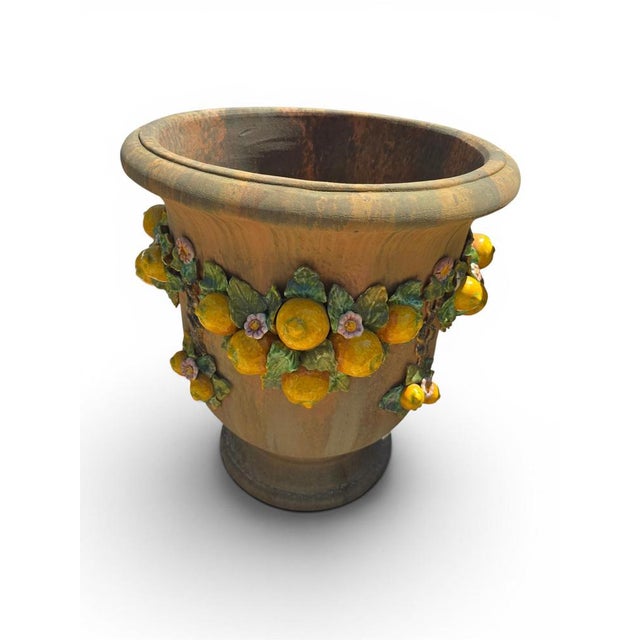Italian Glazed Terracotta Garden Urns, 1950s, Set of 2 For Sale - Image 6 of 13