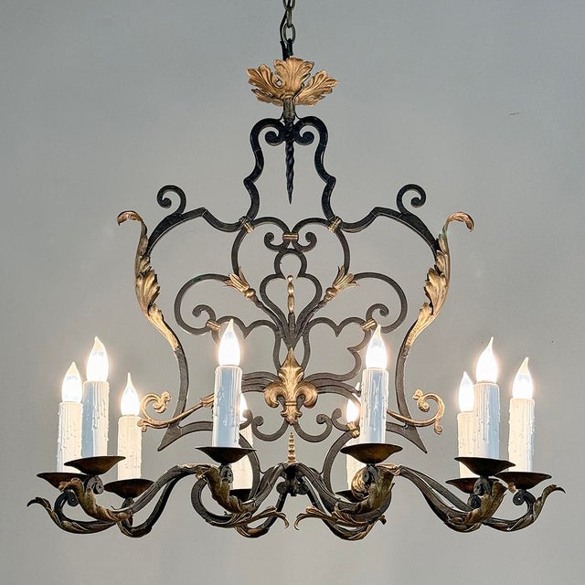 Antique Country French Wrought Iron Chandelier | Chairish