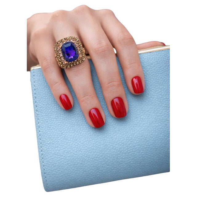 Bochic Capri Vintage 18K Gold & Silver Multi-Gem Ring with Amethyst, Circa 1990 For Sale - Image 9 of 11
