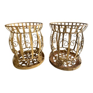1960s Cast Iron Planters or Stools - Set of 2 For Sale