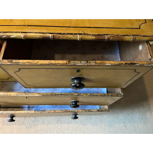 Antique 19th Century Regency Carved and Painted Faux Bamboo Chest of Drawers, England Circa 1830 For Sale - Image 14 of 18