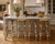 Maison Gatti Parisian Rattan Bistro Bar Stools in Navy & Yellow -Set of 4 Dimensions Each stool measures : 31 ½ in. H × 17...