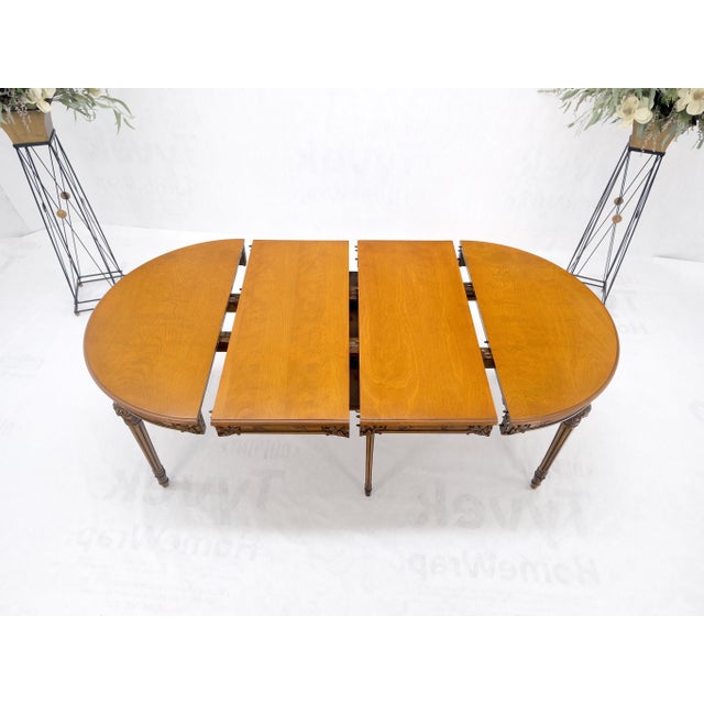 Round Racetrack with Two Large Leaves Carved Olive Finish Dining Table For Sale - Image 6 of 12