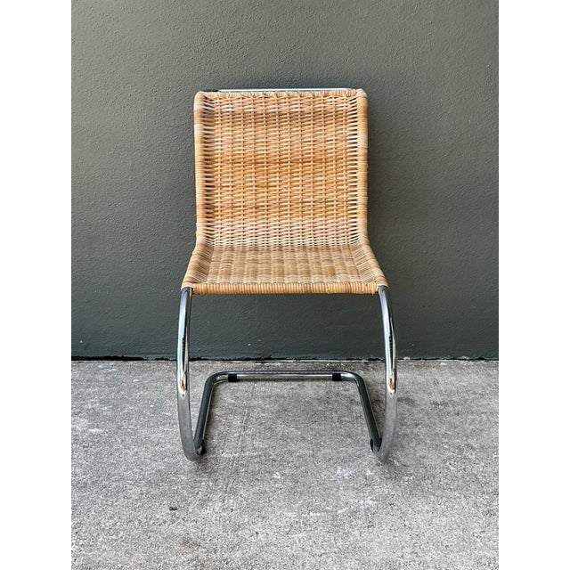 Vintage Mies Van Der Rohe for Knoll Woven Rattan Cantilevered Chair For Sale In West Palm - Image 6 of 15