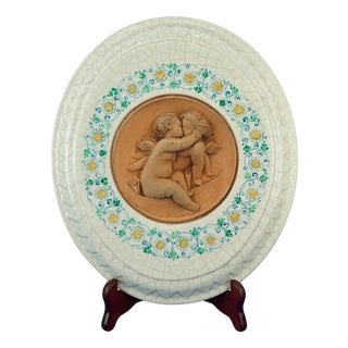 Ceramic Plaque with Terracotta Angels by Val Demone of Santo Stefano di Camastra, Sicily, Italy, 1980s For Sale