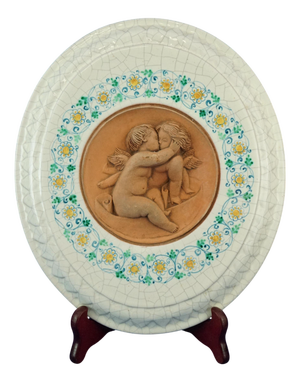 Ceramic Plaque with Terracotta Angels by Val Demone of Santo Stefano di Camastra, Sicily, Italy, 1980s