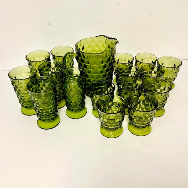 1960s 1960s Vintage Boho Chic Americana Indiana Glass Whitehall Glassware Set - 17 Pieces. For Sale - Image 5 of 17