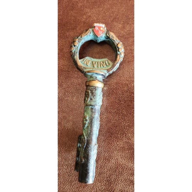 Metal 1950s Bronze Key Vino Wine Bottle Opener Germany For Sale - Image 7 of 10