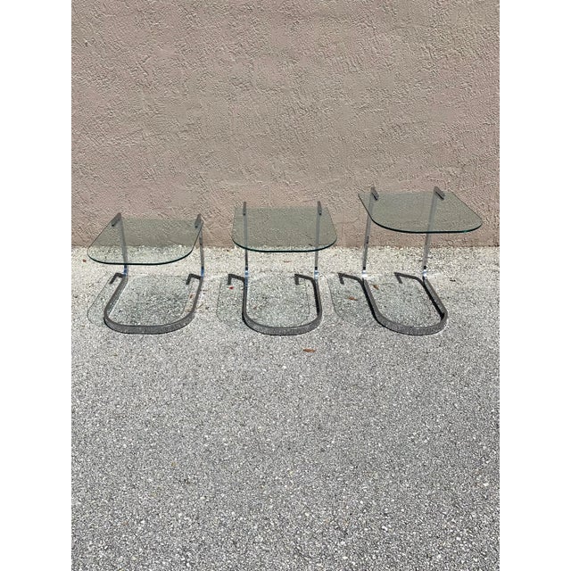 Mid Century Modern Design Institute of America Chrome and Glass Nesting Tables - Set of 3 For Sale In Miami - Image 6 of 13