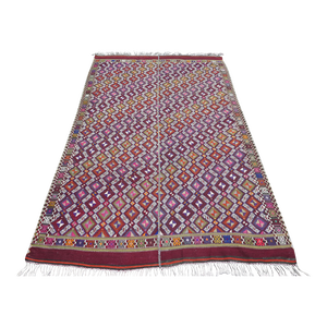 Mid 20th Century Vintage Amethyst Turkish Embroidery Kilim Rug