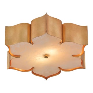 Currey & Company Grand Lotus Gold Flush Mount For Sale