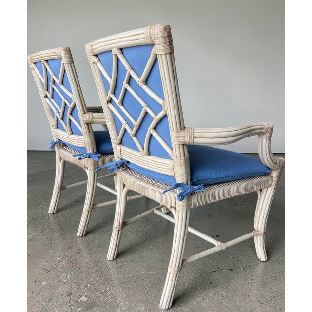 Late 20th Century Vintage Rattan Armchairs With Sculptural Fretwork Backs, a Pair For Sale - Image 5 of 11