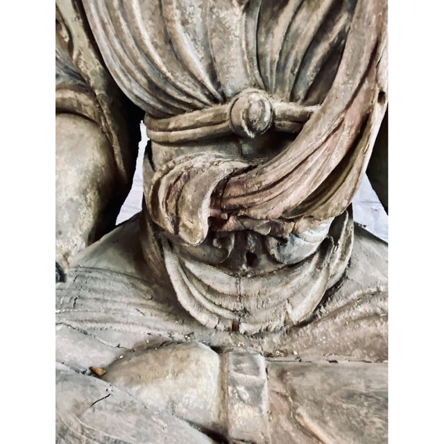 18th Century Monumental Chinese Polychromed Seated Guanyin Statute For Sale - Image 14 of 18