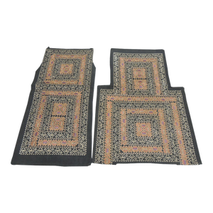 Vintage Black and Orange Asian Embroidered Textile Fragments - Set of 2