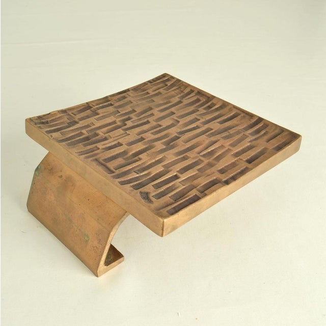 1970s Brutalist Bronze Square Push Pull Door Handles with Embossed Relief, 1970s, Set of 2 For Sale - Image 5 of 14