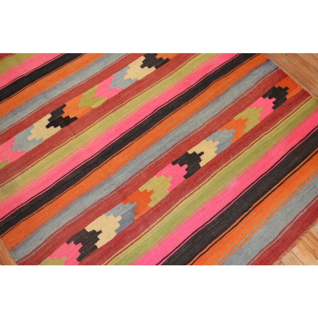 Bright Vintage Kilim Wide Runner - 4'10" x 10'6" For Sale - Image 4 of 8
