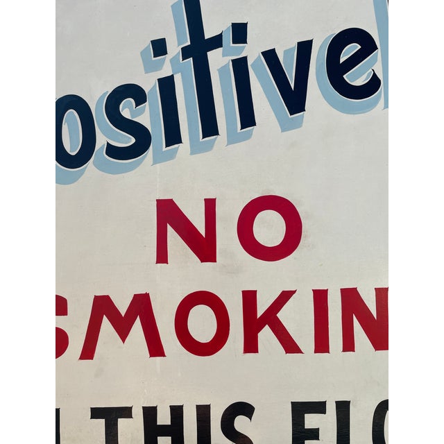 Traditional Antique Hand Painted No Smoking Sign From Knoxville Building For Sale - Image 3 of 5