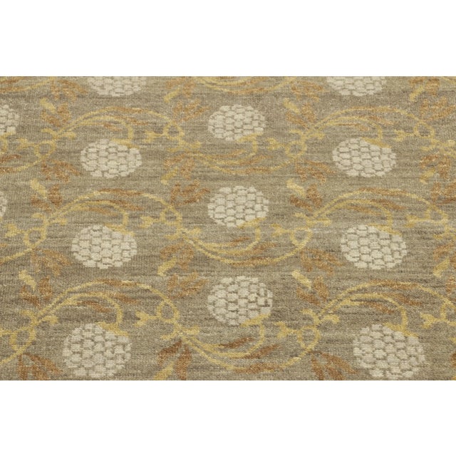 Rug & Kilim Contemporary Block Print Brown & Gold Wool Runner by Rug & Kilim, India For Sale - Image 4 of 8