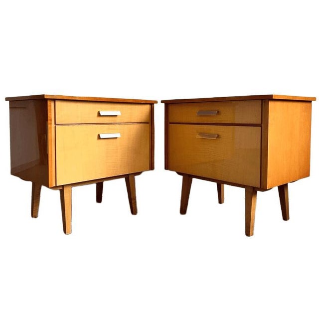 Mid 20th Century Mid-Century Modern Danish Bedside Tables in Duo-Tone Wood, 1950s, Set of 2 For Sale - Image 5 of 11