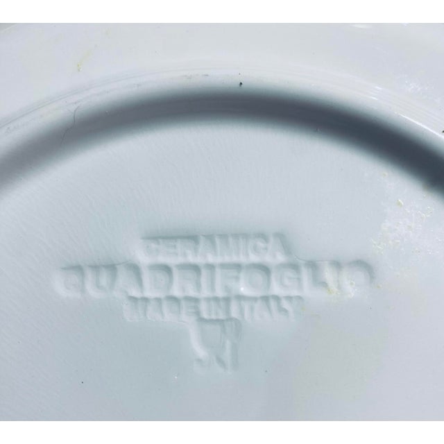 Vintage Ceramica Quadrifoglio Italian Decorative Blue & White Floral Large Plates - Set of 6 For Sale - Image 11 of 12