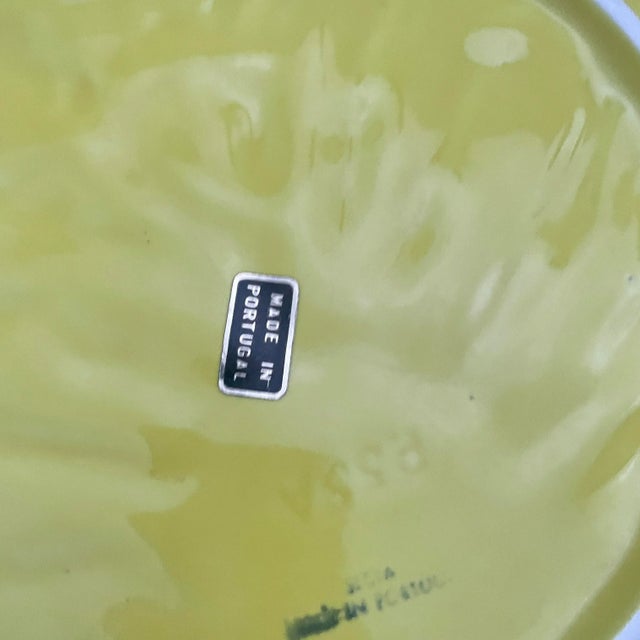 Mid 20th Century Vintage Yellow Cabbage Majolica Chip and Dip Platter- 2 Pieces For Sale - Image 5 of 6